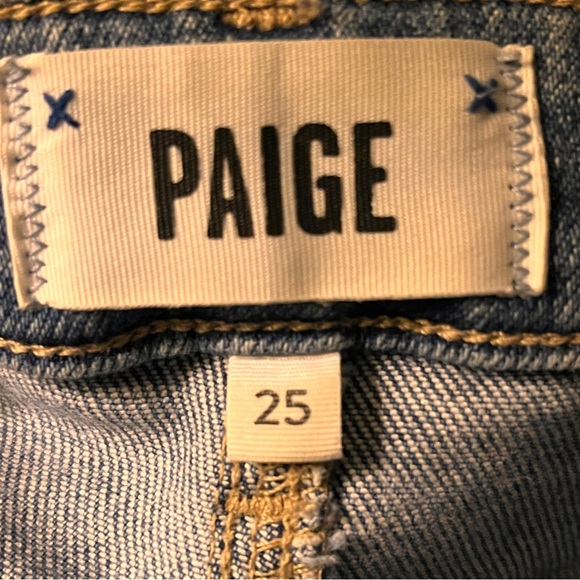 PAIGE Cindy Straight Leg Ankle Jeans Denim Speak Easy Destructed Sz 25 - Picture 11 of 15